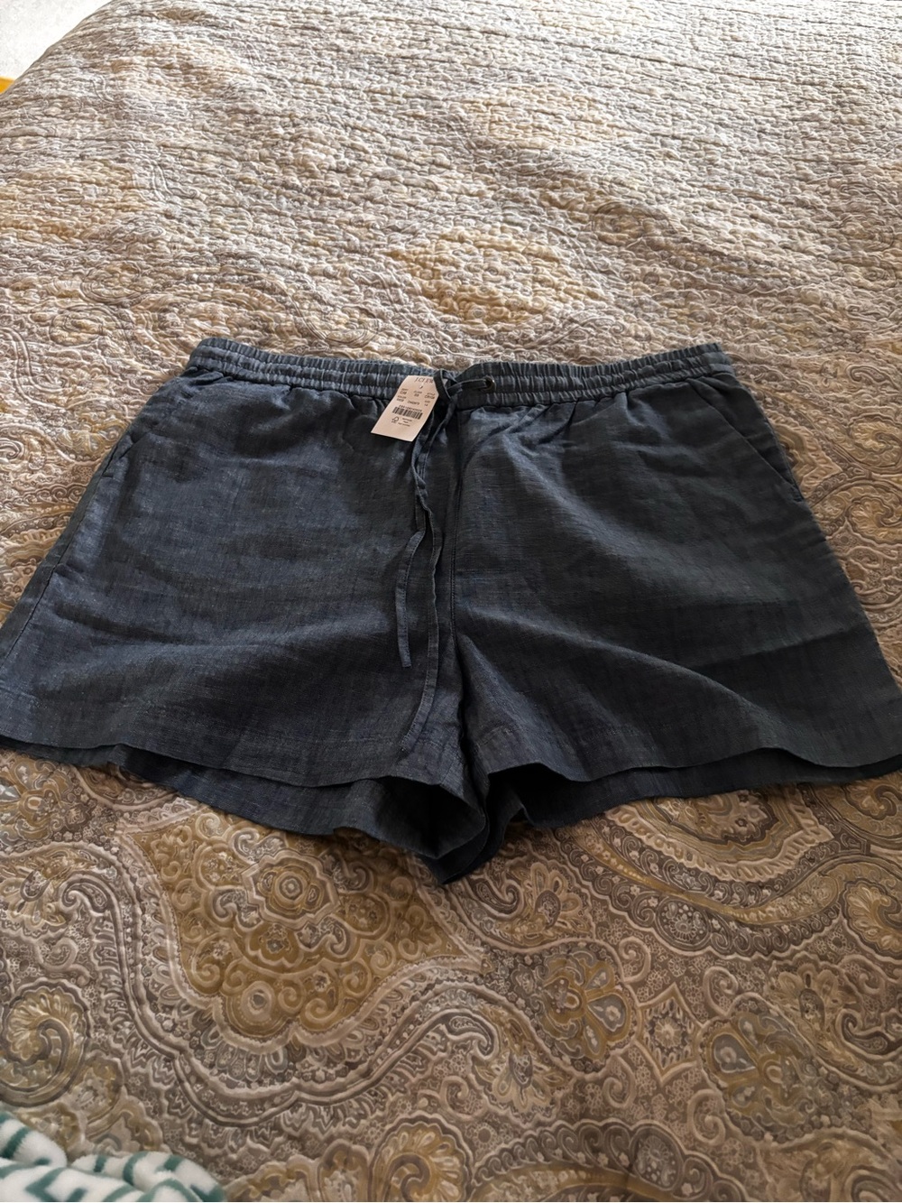 J. Crew High-Waist Linen-Blend Drawstring Shorts - Charcoal